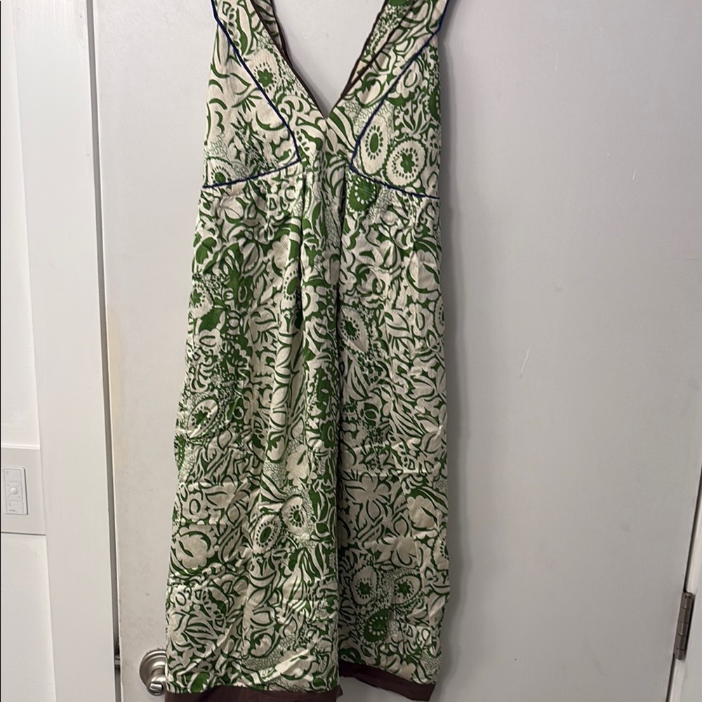 Mint - Elegant Green Patterned Backless Dress - image 2